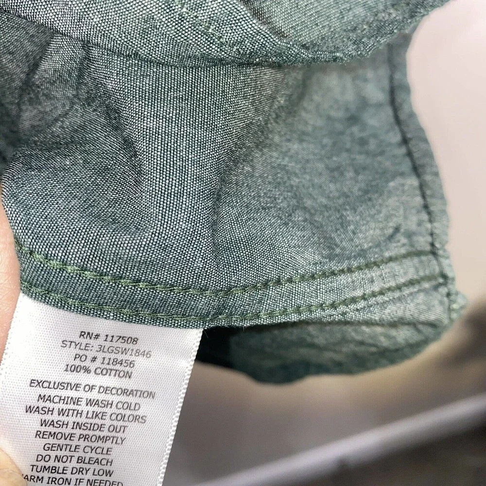 Levis Men Shirt Button Down 2XL Green Short Sleeve Cotton Oxford 2X 🦭
